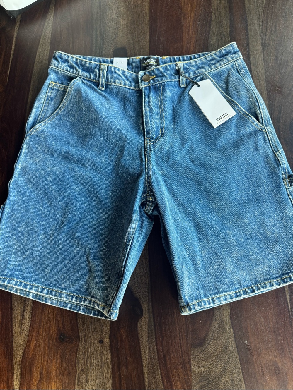 WESC Men's Light Blue Denim Jean Shorts